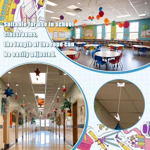 Image of Briwooody 50 Pairs Drop Ceiling Clips for Classroom Ceiling Hanging Hooks Hangers Clips for Hanging Drop Grid Decorations (White)
