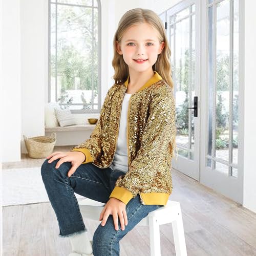 Sequin Bomber Jackets Girls Long Sleeve Zip up Jacket for Kids Birthday Christmas Shiny Fashion Clothes2