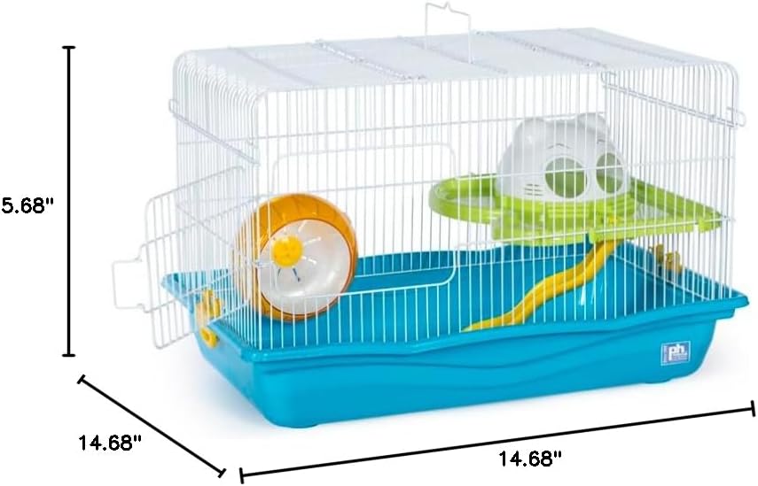 HomeStock Contemporary Cool Hamster Haven - Blue with Modern Design, Spacious Multi-Level Layout, Durable Materials, and Vibrant Blue 21.43" L x 14.25" H