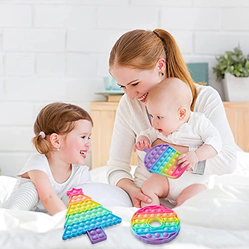 Image of Boniry Push Pop it Bubble Fidget Toy, Pop it Bag Octopus Fidget Spinner Toys Multi Color (Christmas Tree M) (Pack of 2)
