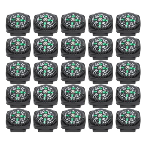 25 piezas brújula pulsera supervivencia negra plástico miniatura 3