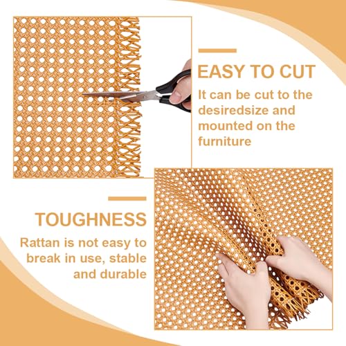 INTERWARM 40cm X 3m Kunststoff Rattan Geflecht Kunstrohr Offenes Gewebe Handgewebte PE Kunststoff Rattanrollen Für DIY Möbeldekoration Betten Stühle Schränke Und Decken Sandy Brown