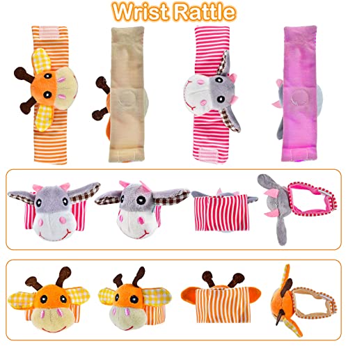 4 Pcs Baby Rattles Toys For 0-12 Month Boy Girl, Soft Baby Wrist Rattle Foot Finder Socks Set, Infant Newborn Sensory Toy For 3-6 Months Kids Toddler Birthday Holiday Present (Giraffe) #TOP3