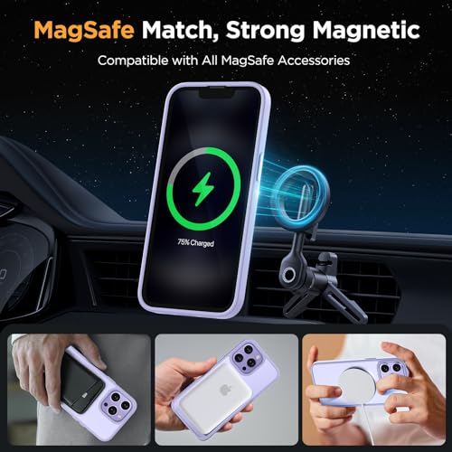 Image of Miracase Magnetic for iPhone 12 /12 Pro Case (Compatible with MagSafe) Military-Grade Protection, Anti-Fingerprint Translucent Matte Phone Cover for iPhone 12 /12 Pro Case 6.1 inch, Light Purple