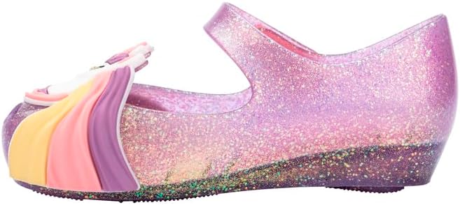 mini melissa Ultragirl Unicorn Mary Jane Shoes for Babies & Toddlers - Comfy & Cute Peep Toe Jelly Shoes w/Colorful Stripes & Adjustable Strap