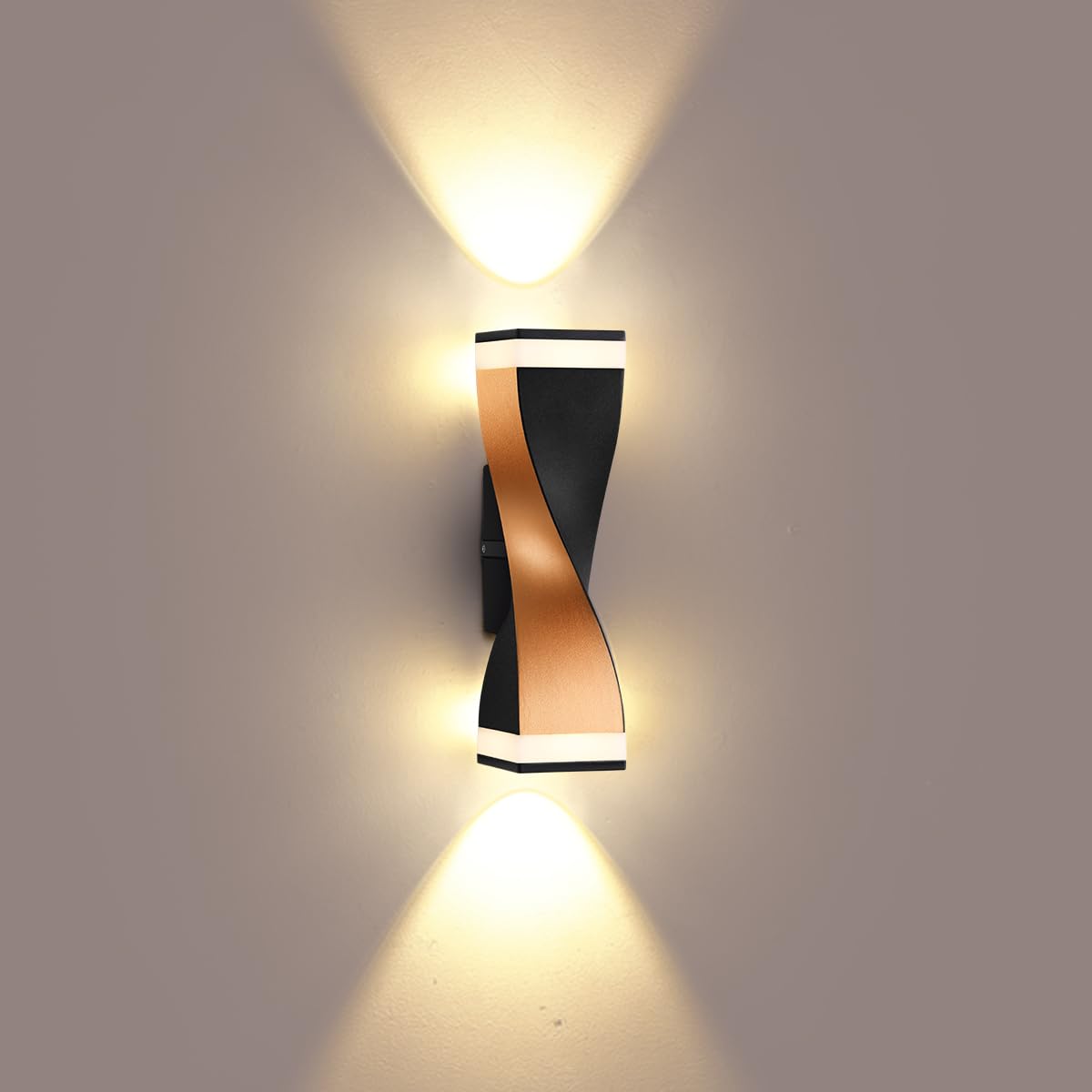 ZIKEY 10W LED Modern Wall Lamp, Creative Spiral Aluminum Wall Light, Indoor Outdoor Up and Down Wall Wash Lights IP65 Waterproof for Living Room, Bedroom, Hallway, Porch, 3000K Warm White