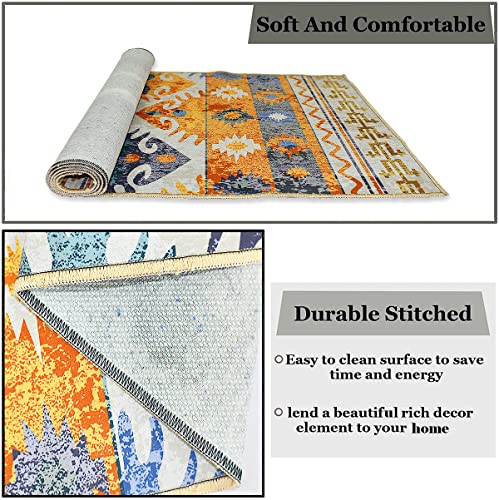 ishro home 3D Printed Bedside Runner Carpet Anti Skid for Home/Kitchen/Kitchen/Living Area/Office Entrance. (Retro, 22 X 55, Nylon, Multicoloured, Pack of 1)