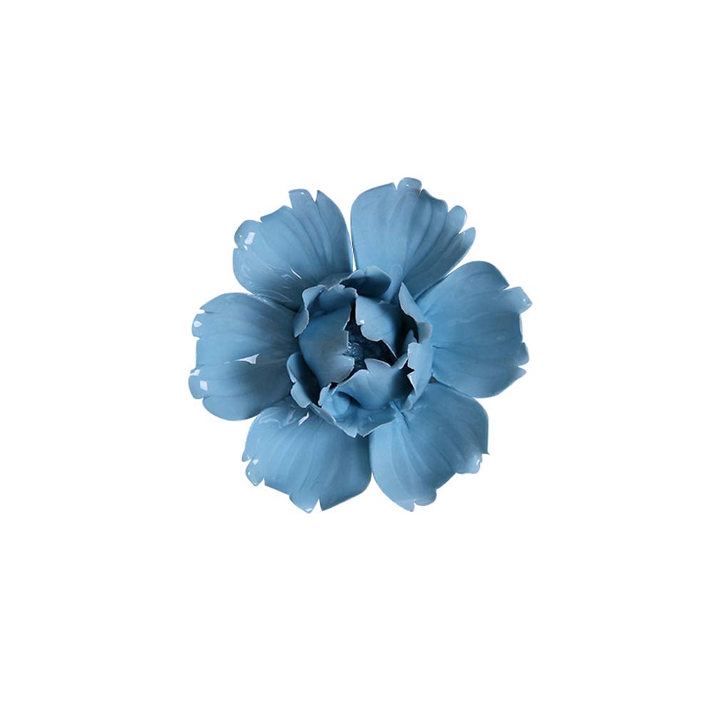 InsiswinerCeramic Flowers Handmade Porcelain Decorative 3D Art Wall Hanging Decor Blue Peony 3.54"