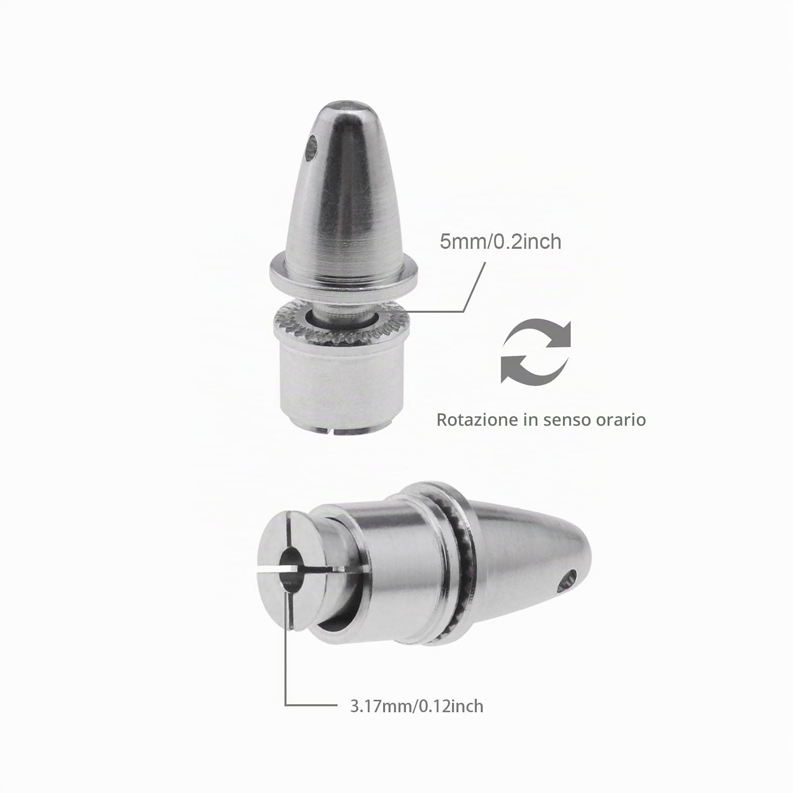 4 Pezzi Adattatore Per Elica Da 3,17 MM Supporto Per Adattatore Per Elica In Alluminio Per Accessori Per Motore Elettrico (apertura Da 3,17 Mm E Asse Di Uscita Da 5 Mm)