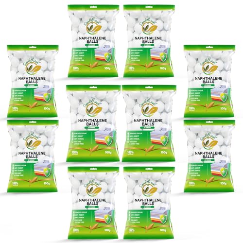 Image of SOULFRESH Naphthalene Balls White Kapoor Goli Stain-Free Insect Repellant Mothballs Sanitary Cubes for Commercial Use Cloth Wardrobe, Almirah, Bookshelves, & Drawers- 100g Pack of 10 (Total 1000gm)