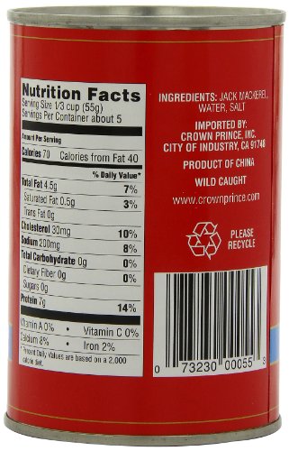 Crown Prince Jack Mackerel in Water, 15-Ounce Cans (Pack of 12)