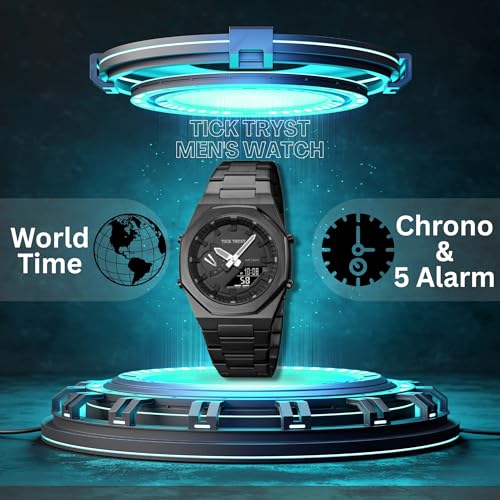 Image of Dual-Display Analog-Digital Watch, Zink Alloy Case Men's Watch,Stainless Steel Band, Luminous 30M Water-Resistant Fashion Sports Watches for Men - TT-D1