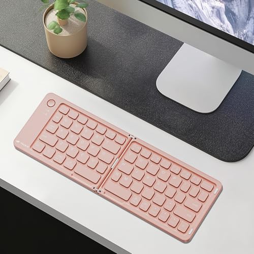 Image of Veout Foldable Bluetooth Keyboard, Ultra-Thin Portable Wireless Keyboard, Lightweight for Laptop, iPad, iPhone, Android, Windows, Mac