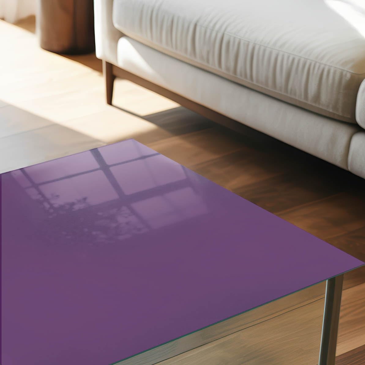 Placa de Cristal 125x50 cm | Rectangular | Bordes Pulidos | Morado intenso | Vetro Temperato | para la Cocina y Salón | Pies Antideslizantes | con Impresión Decorativa