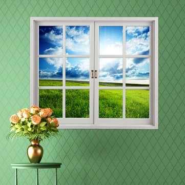3NH® Grassl Artificial Window View Blue Sky Wall Decors Room Stickers Home Wall Decor Gift