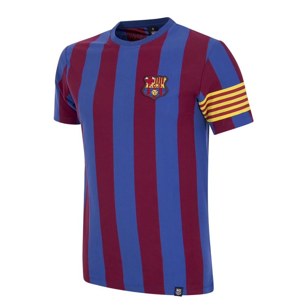 Copa - Camiseta - Fútbol - Hombre - FC Barcelona Capitán Retro - Manga Corta - Azul/Rojo - 100% algodón orgánico