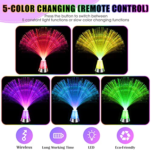 2 Packs Led Fiber Optic Lamp Color Changing Fiber Optic Centerpiece With Crystal Base Battery Powered Glitter Fiber Optic Lights 13.5 Inch Calming Sensory Light For Table Home Decor, Remote Control #TOP1
