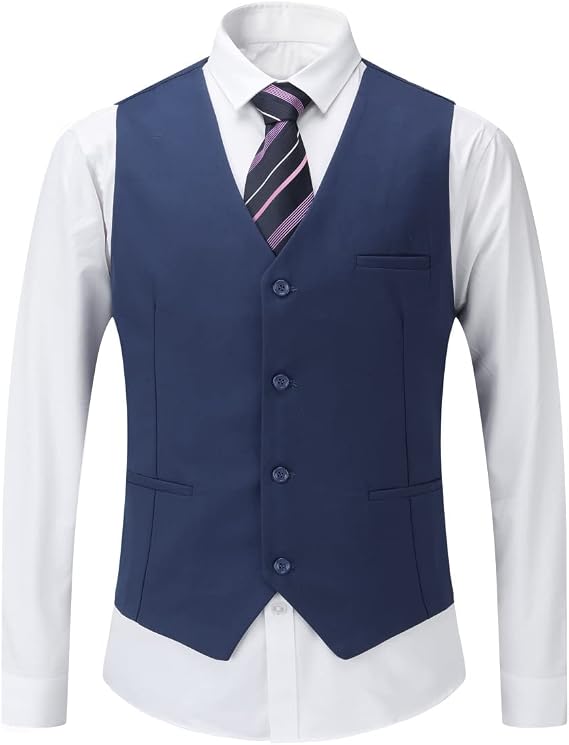 YOUTHUP Men's 3-Piece Suit Slim Fit Formal Suits 1 Button Men's Suit for Business Wedding