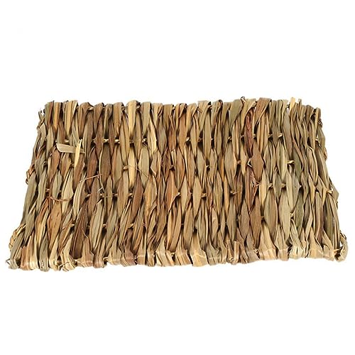 Happyyami 4Pcs Hand Woven Straw Mat for Small Pets Grass Mat for Hamsters Guinea Pigs Rabbits and More Safe Edible Breathable Nesting