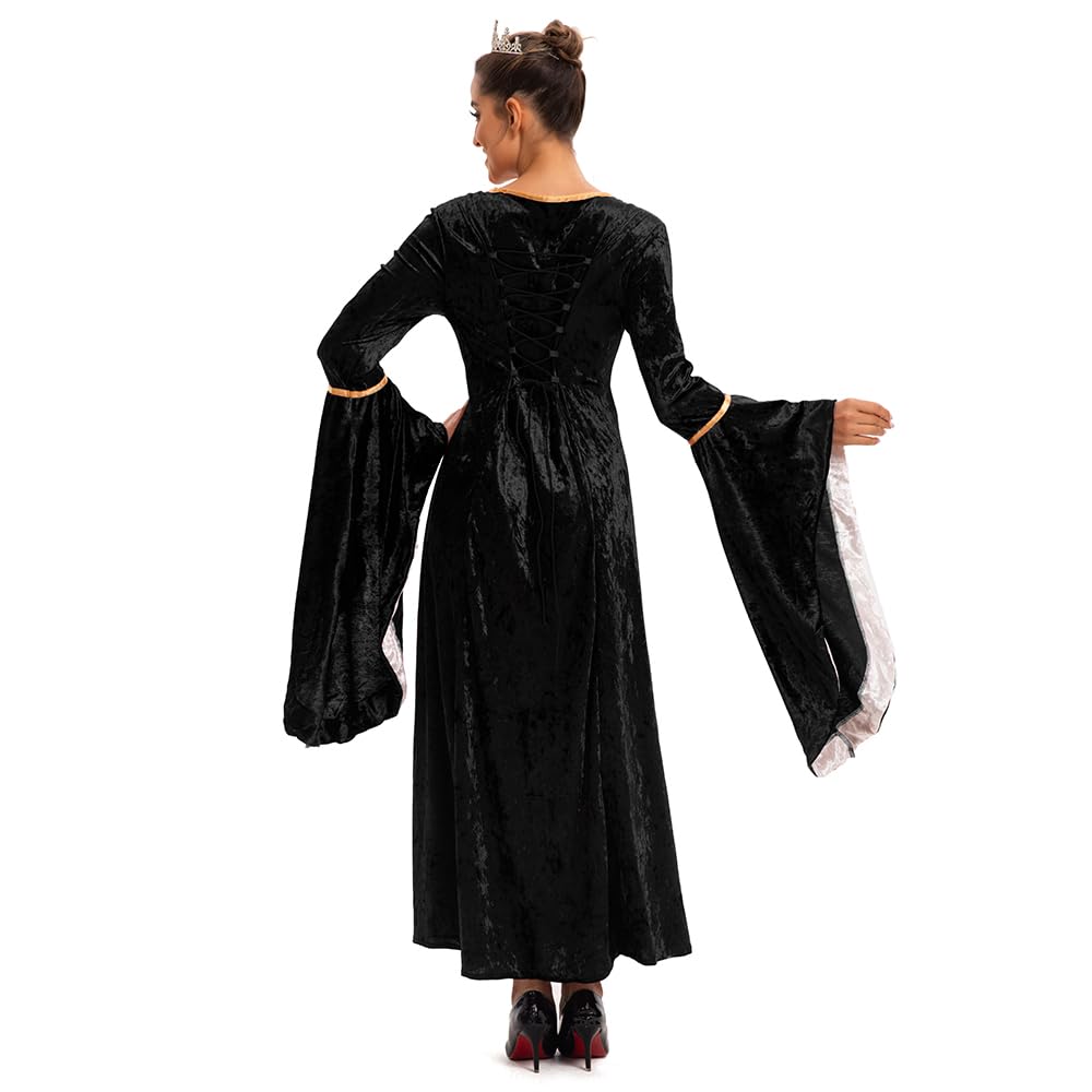 Feynman Robe rétro médiévale pour femme - À manches trompette - Style victorien, Renaissance, gothique - Costume de carnaval, de princesse - Pour les fêtes, Halloween