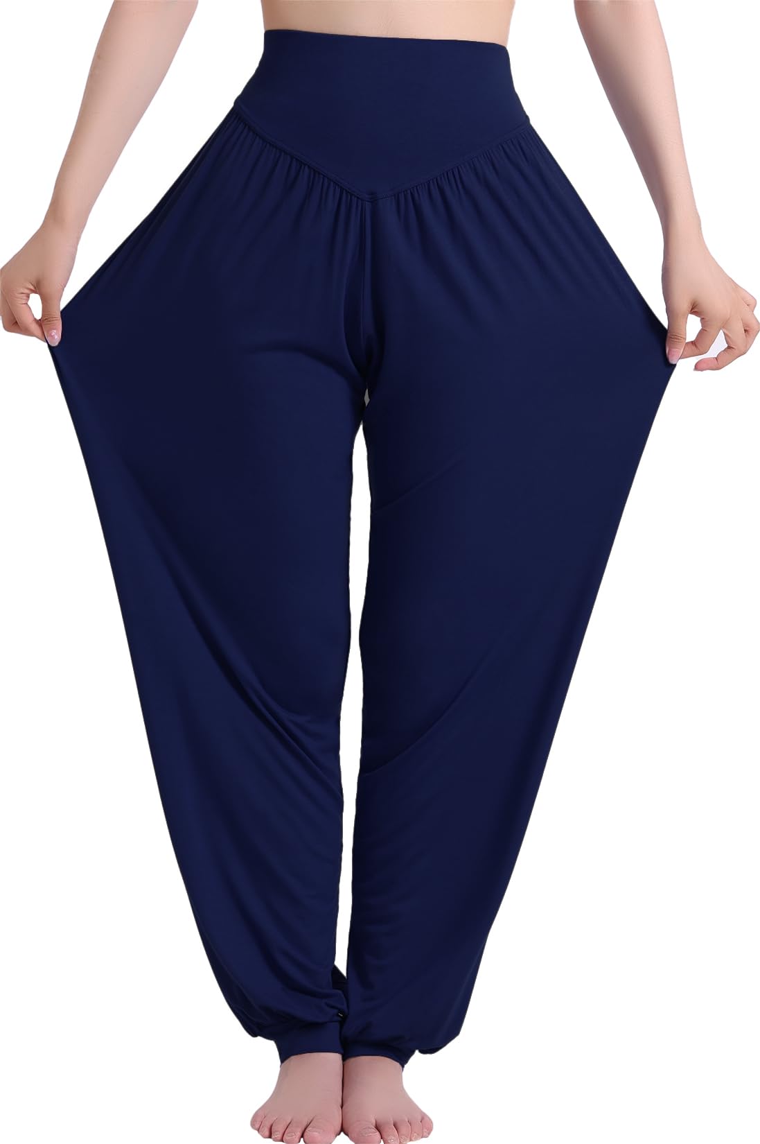 Hoerev Super Soft Modal Spandex Harem Yoga Pilates Pants,Navyblue,XS