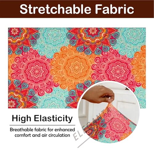 Image of Eleganta Stretch Boss Office Chair Cover Printed Computer Chair Covers with Armrest Cover Universal Removable Spandex Rotating Chair Slipcovers Soft Desk Chair Seat Protector Multi Mandala (Pack Of 8)