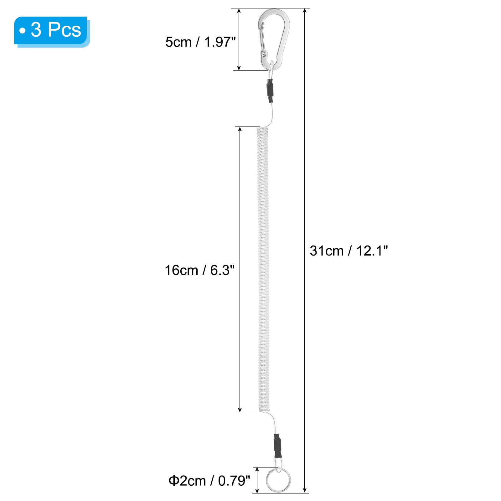 PATIKIL 3pcs Retractable Spring Coil Straps - Image 2