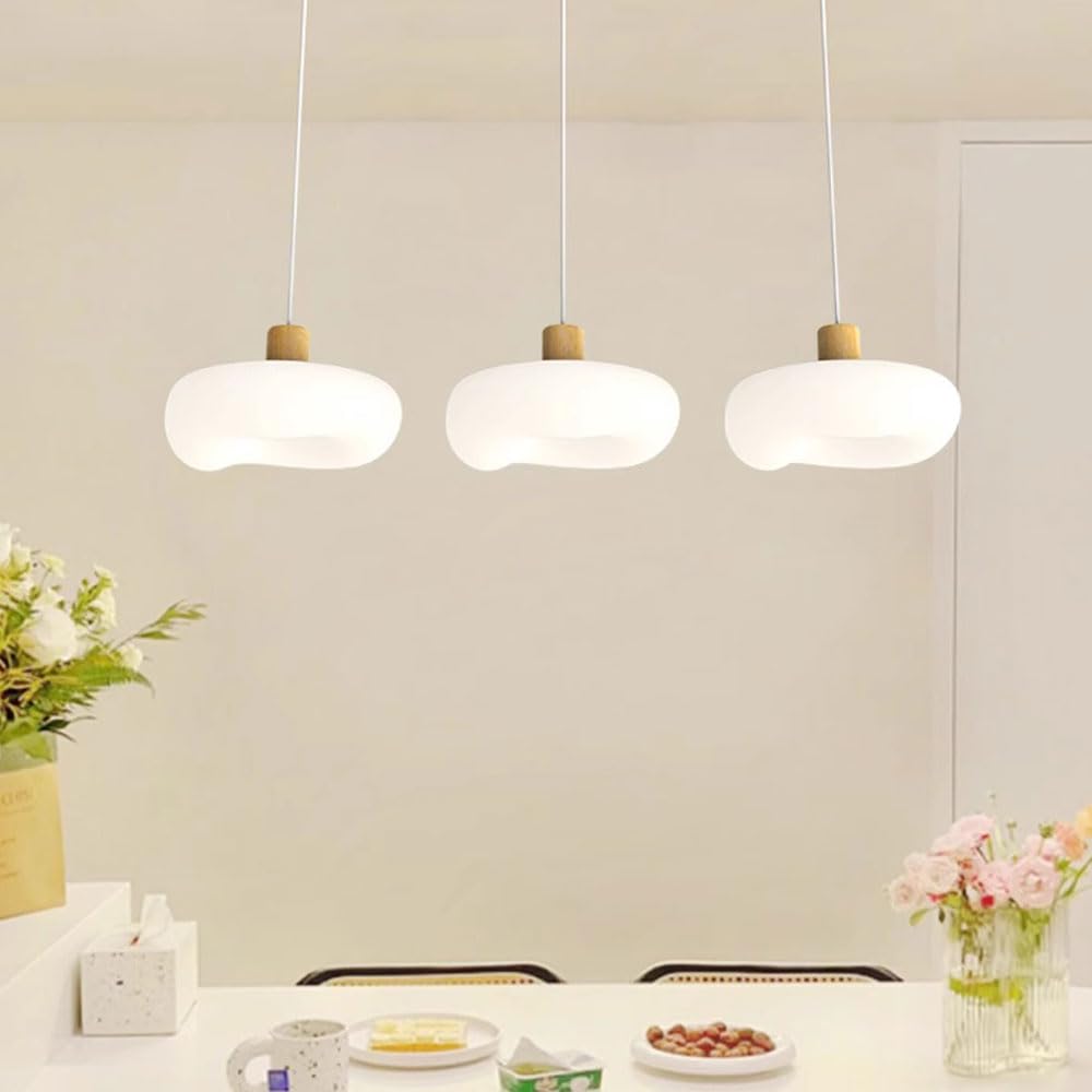 Lampka nocna wisząca, lampy wiszące White Cloud, drewniana lampa wisząca z akrylowym kloszem, nowoczesna dioda LED - 8W - 3 tryby kolorów, dekoracyjne lampy wiszące do pokoju dziecięcego LWX
