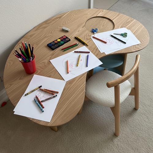 Image of Kids Table Toddler ActivityTable with Storage, Playroom Sensory Tables, Wood Kid Art Craft Tables, Reading Desk for Kids Ages 3-8, Kidney Train Table for Toddlers Boys /Girls Bedroom, Blue