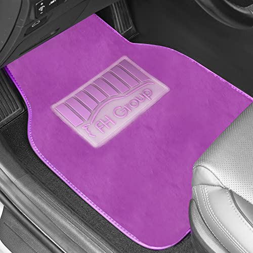 Image of FH Group Universal Fit Full Set Doe16 Faux Rabbit Fur Automotive Floor Mats fits most Cars, SUVs, Trucks and Vans Purple