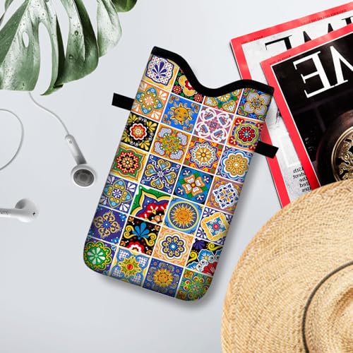 Image of Neoprene Cell Phone Sleeve Pouch Case Bag with Crossbody Strap Neck Lanyard for Women 7.1 X 3.9 in Bohemian Style
