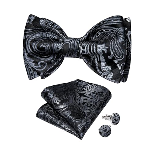 Set clásico de accesorios para hombre: moño, pañuelo y gemelos