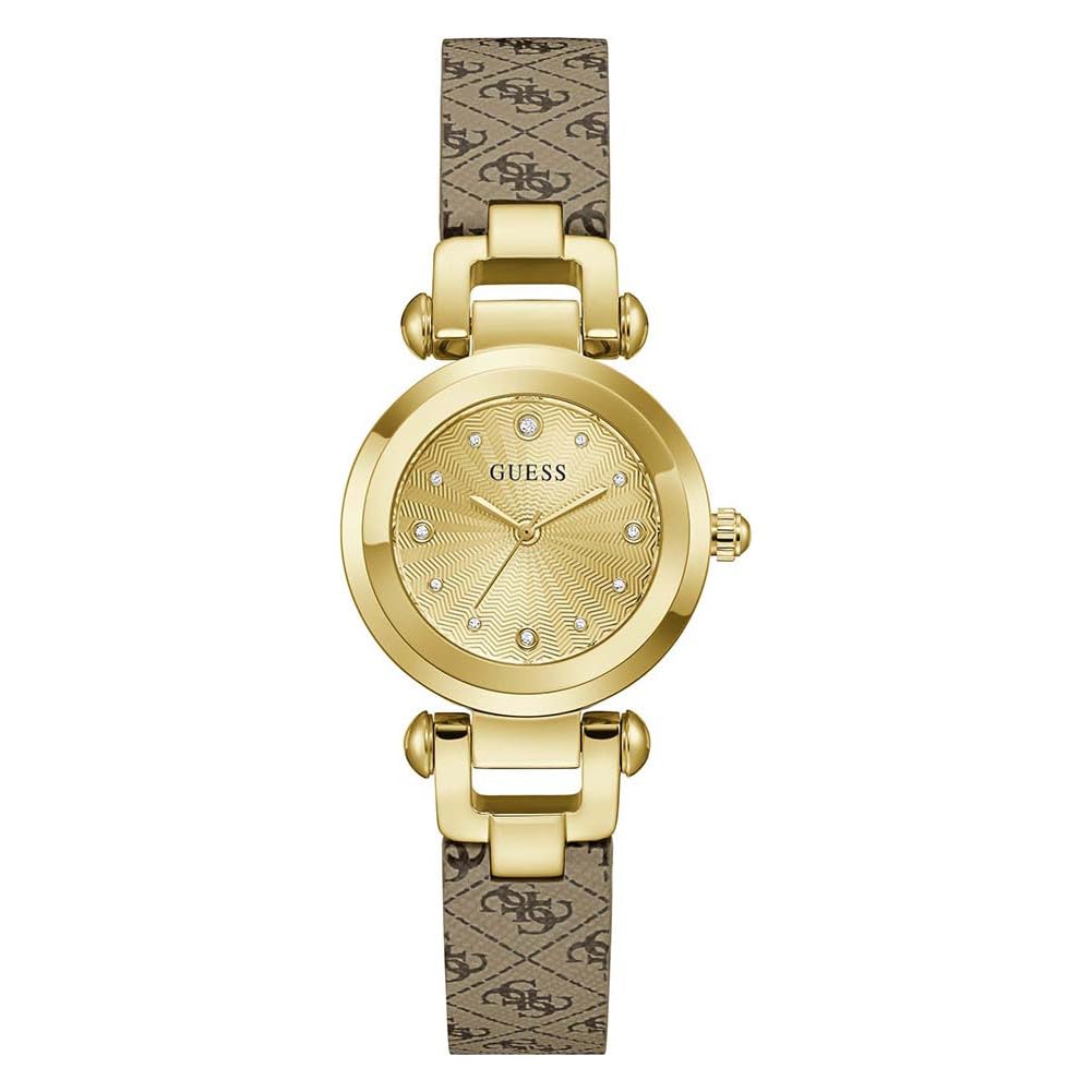Guess Watches Men's Beige Guess ’S Ginger Champagne Dial Leather Strap Watch Gw1021l2