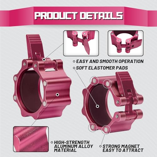 RitFit 2-Inch Magnetic Barbell Collars Locking Clamps - Heavy Duty Aluminum Alloy, Quick Release with Non-Slip TPR Pads for Olympic Weightlifting Powerlifting Training (Pair) - Image 6