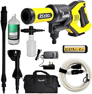 RocwooD Cordless Electric Pressure Washer 320PSI. Portable 20V Water Power Washers With Battery & Charger. With Free Universal Cleaner For Car Wash, Driveway, Patio, Deck, Garden, Yard & House.
