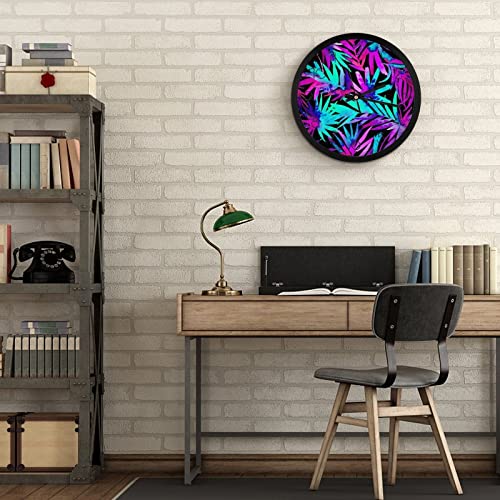 Horloge murale ronde grands chiffres pendule décorative bleu