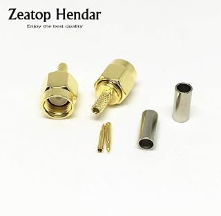 Davitu 100Pcs Brass SMA Male Plug Crimp for RG174 RG316 LMR100 Cable SMA RF Straight Gold Connector