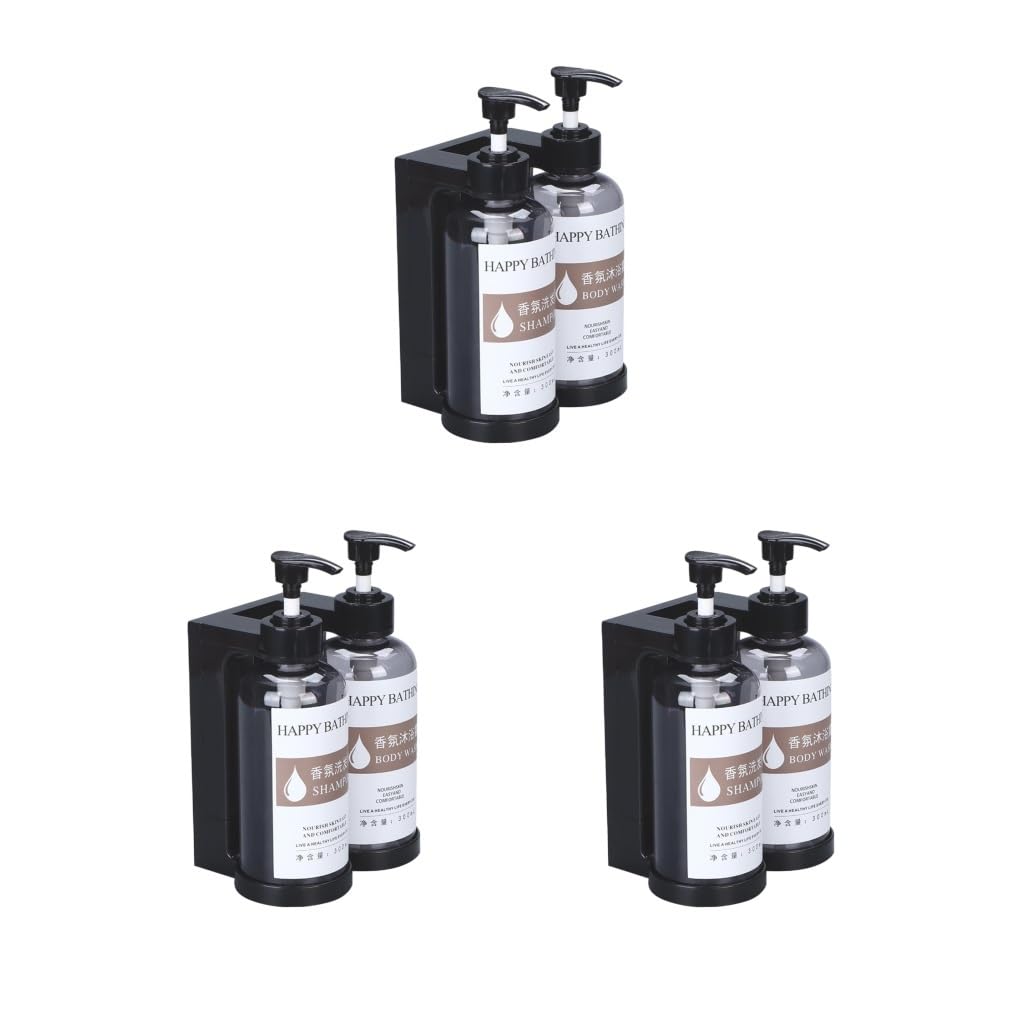 Set di 3 dispenser di sapone liquido per le mani, dispenser di sapone per le mani, per bagno, casa colonica, WC, grigio, 2 scomparti, grigio