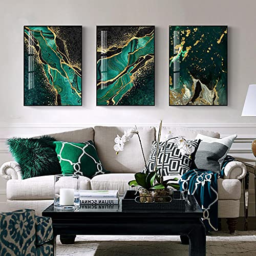 Wall art image nordic living room triptyque marbre vert affiche 70x100