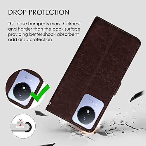 Image of Flip Cover Back Case for Lava Blaze 5G | Premium Leather Finish | Inbuilt Pockets & Stand | Flip Cover Back Case for Lava Blaze 5G (Coffee)