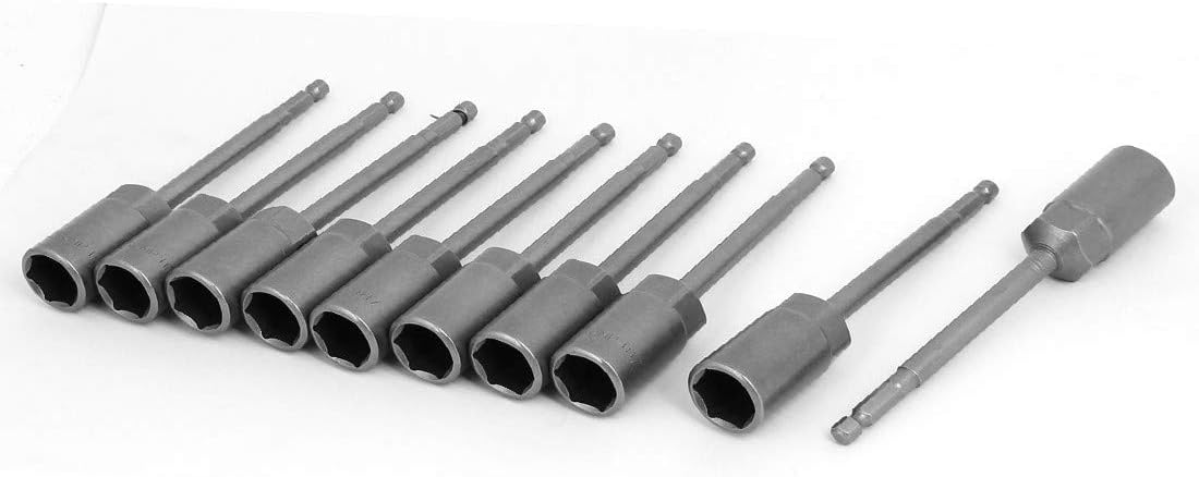 New Lon0167 1/4" Hexagon Featured drill hole 17mm reliable efficacy Socket Chrome Vanadium Steel Hex Nut Drivers Bits 10pcs(id:ef5 a4 a3 8b3)