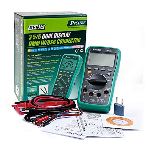 Pro'sKit Tool solutions MT-1820 3 5/6 Dual Display DMMw/USB Connector 5999 counts, 0.5% best accuracy USB data upload Dual display Analog with bargraph(MT-1820)