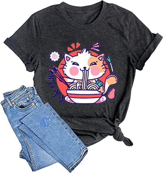 Camiseta con estampado de gato para mujer, divertida letra impresa, lindos gatos, gatitos, pata de gato, camisa para amantes de los gatos, cuello