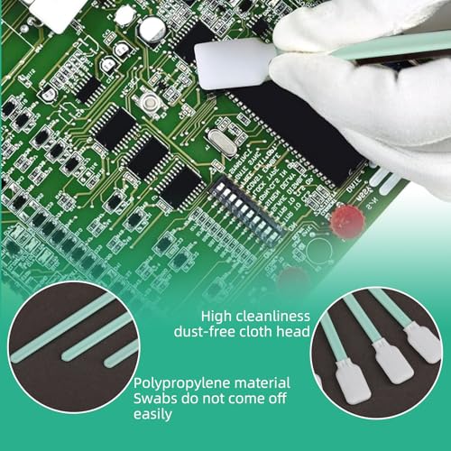 VARKAGE 100 Stück Reinigungsstäbchen, Wattestäbchen Lang,Schaumreinigungstupfer, Mini Reinigung Stäbchen Fusselfrei, Wattestaebchen, Für Tintenstrahl Kamera Linsen Reinigung (Grün)