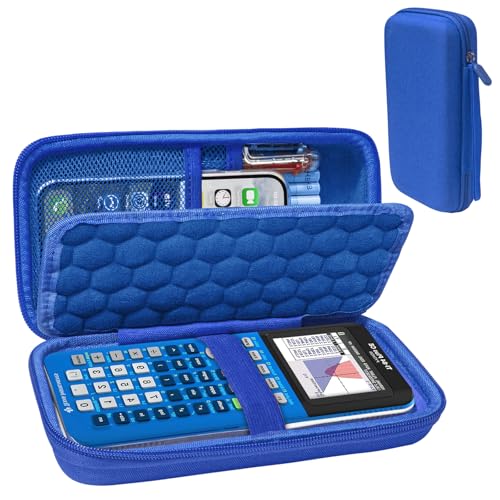 Hard Case Compatible with Texas Instruments TI-84 Plus CE/TI-84 Plus/TI-Nspire CX II CAS/TI-Nspire CX II/TI-83 Plus/Casio fx-9750GII Graphing Calculator, Storage Box with Bubble Protection-Blue