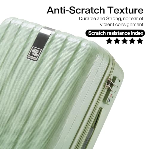 Image of Hanke Luggage Sets 2 piece Carry On Luggage with Wheels PC Hard Shell Suitcases Lightweight Checked Travel Luggage Large Travel Suitcase Woman Men 20 /29 Inch(Bamboo Green)