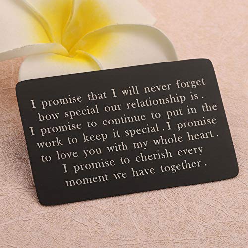 LQRI Engraved Wallet Insert Boyfriend Husband Gift I Promise That I Will Never Forget How Special Our Relationship Is Love Note Wallet Card Insert for Men (black)4