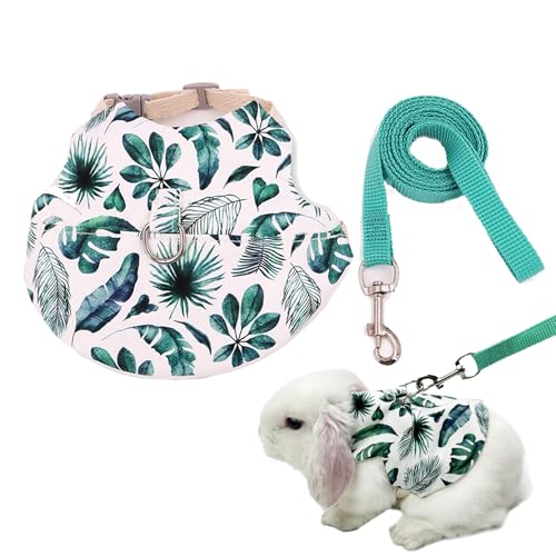 Image of Adjustable Rabbit Harness and Leash Set Lightweight Pet Harness Breathable Cute Rabbit Harness with Safety Buckles for Small Pets