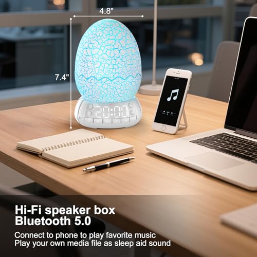 MTDYHY Turtle Smart Clock with Bluetooth Speaker & Mood Light 2 Alarm Settings + 20 White Noise Songs + 11 Color LED Egg Lamp Touch Control & Dimmable for Bedroom, Nursery, Home Office (Ocean) by MTDYHY - Image 7