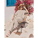 Ekouaer Lounge Set for Women Travel Outfits 2 Piece Sets Short Sleeve Sweater Top Wide Leg Long Pants Loungewear - Image 3